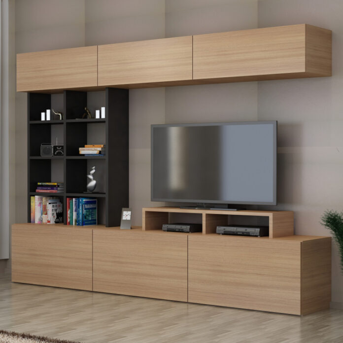Ansamblu Comoda TV Sasa Teak-Negru Ansamblu Comoda TV Sasa Teak-Negru