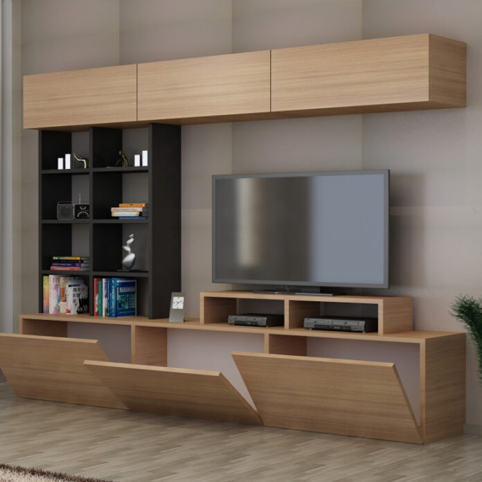 Ansamblu Comoda TV Sasa Teak-Negru