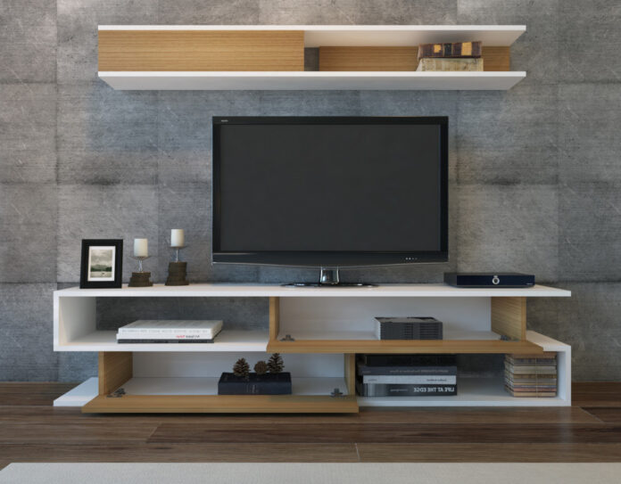 Ansamblu Comoda TV Sims Alb-Teak Ansamblu Comoda TV Sims Alb-Teak