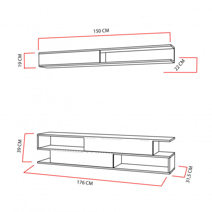 Ansamblu Comoda TV Sims Alb-Teak Ansamblu Comoda TV Sims Alb-Teak