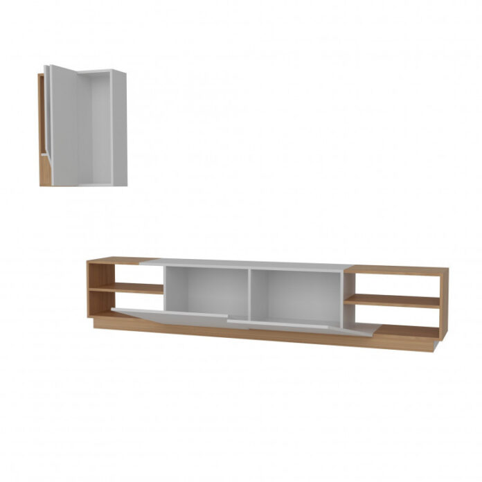 Ansamblu Comoda TV Zebra Alb-Teak Ansamblu Comoda TV Zebra Alb-Teak