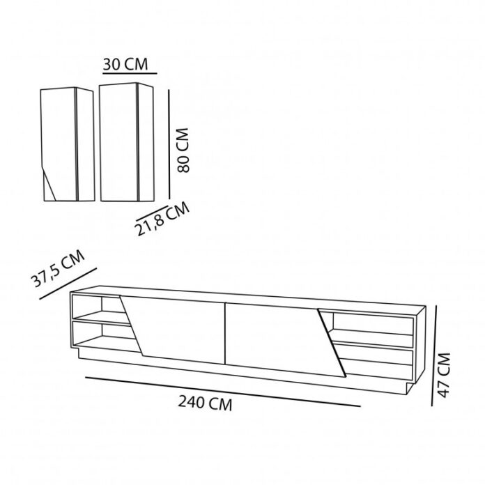 Ansamblu Comoda TV Zebra Alb-Teak Ansamblu Comoda TV Zebra Alb-Teak