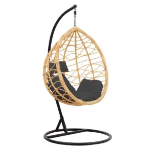 Balansoar de gradina, Model Hudson, culoare negru, metal si poliratan, 109x119x195 cm Balansoar de gradina, Model Hudson, culoare negru, metal si poliratan, 109x119x195 cm