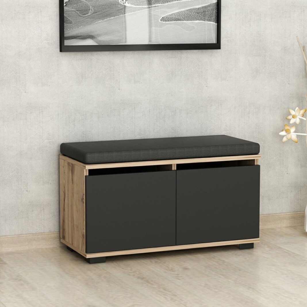 Banca cu dulap pantofi Drago Nuc 80x42x35 cm Banca cu dulap pantofi Drago Nuc 80x42x35 cm