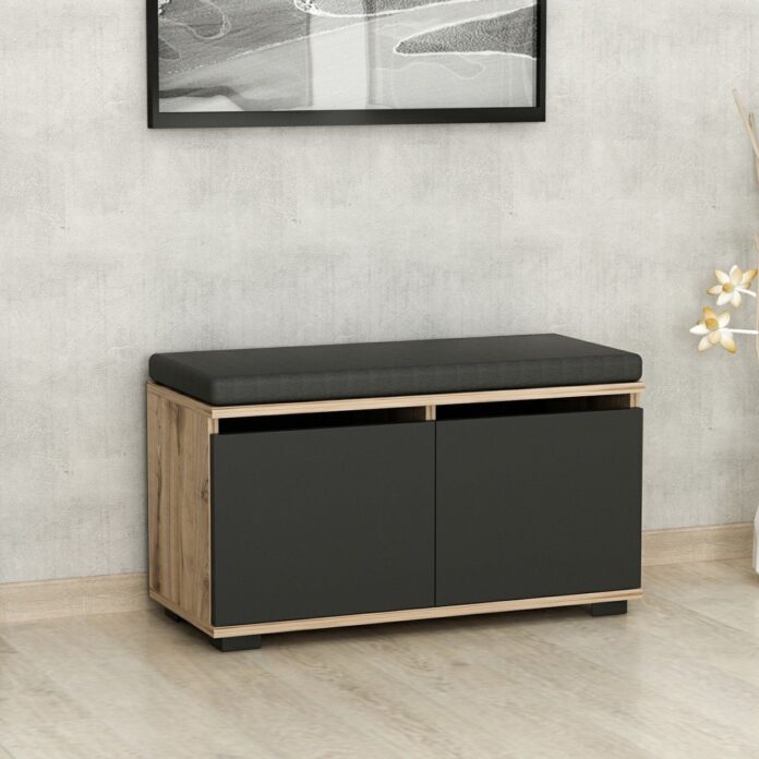 Banca cu dulap pantofi Drago Nuc 80x42x35 cm Banca cu dulap pantofi Drago Nuc 80x42x35 cm