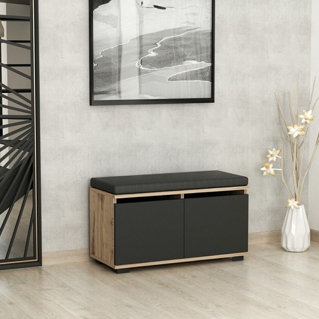 Banca cu dulap pantofi Drago Nuc 80x42x35 cm Banca cu dulap pantofi Drago Nuc 80x42x35 cm