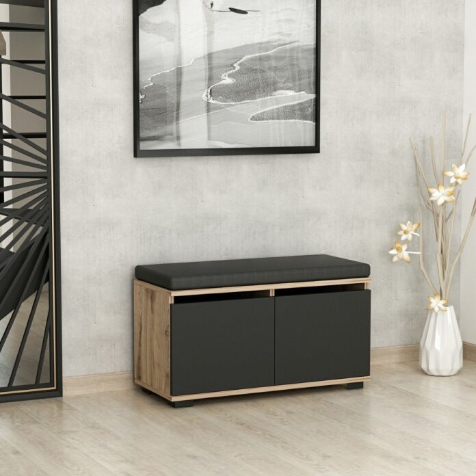 Banca cu dulap pantofi Drago Nuc 80x42x35 cm Banca cu dulap pantofi Drago Nuc 80x42x35 cm