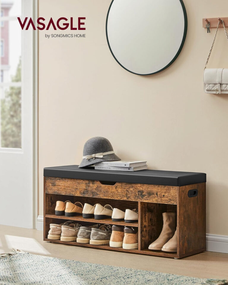 Banca cu suport pantofi Model Maggie, Maro, 100x30x44 cm