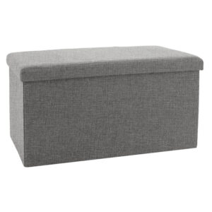 Bancuta hol cufar cu spatiu de depozitare material textil Greatness gri 76x38x38cm Bancuta hol cufar cu spatiu de depozitare material textil Greatness gri 76x38x38cm
