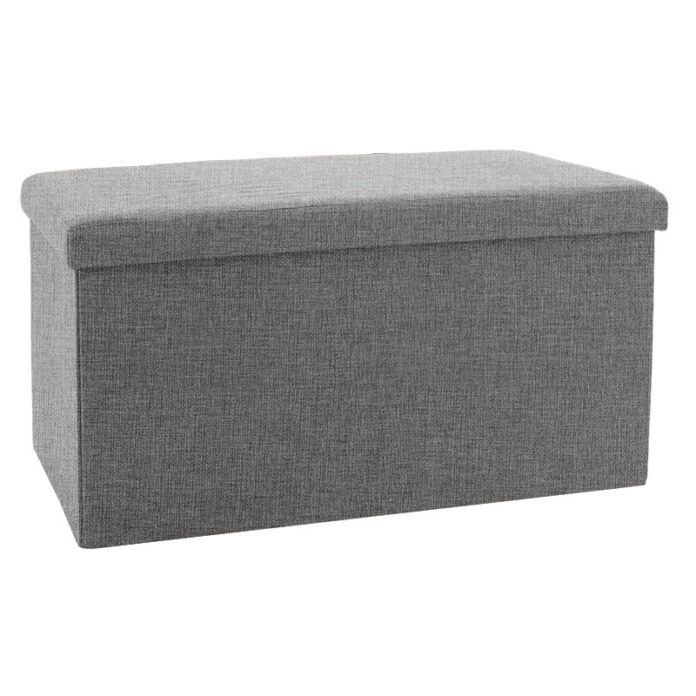 Bancuta hol cufar cu spatiu de depozitare material textil Greatness gri 76x38x38cm Bancuta hol cufar cu spatiu de depozitare material textil Greatness gri 76x38x38cm