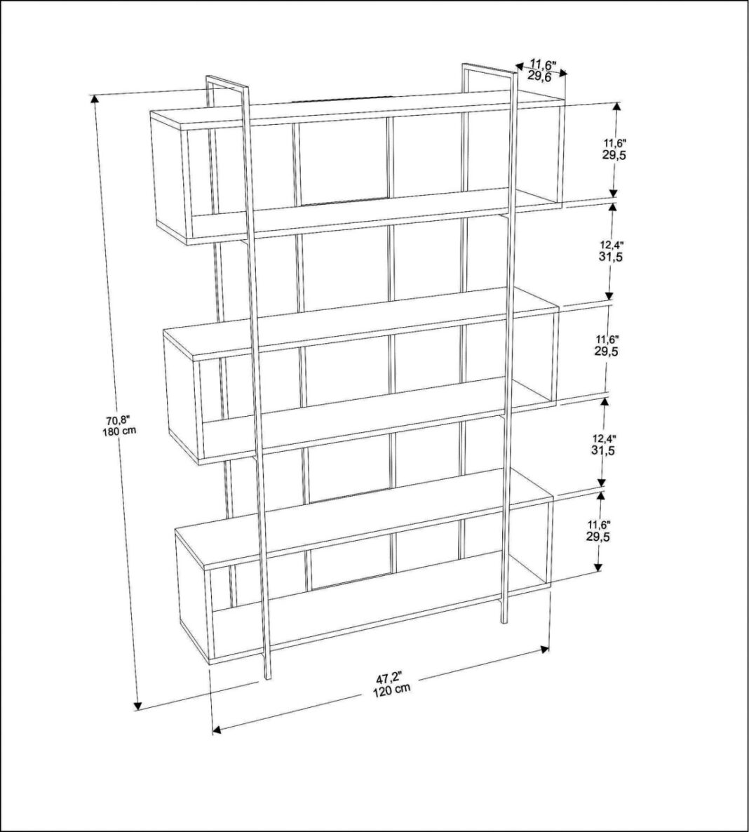 Bibliotecă Bruti Verde 120x180x29.6 cm Bibliotecă Bruti Verde 120x180x29.6 cm
