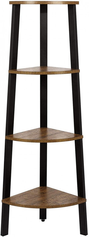 Bibliotecă de colț VASAGLE, 4 polițe, Maro Rustic/Negru, 34 × 34 × 125 cm Bibliotecă de colț VASAGLE, 4 polițe, Maro Rustic/Negru, 34 × 34 × 125 cm