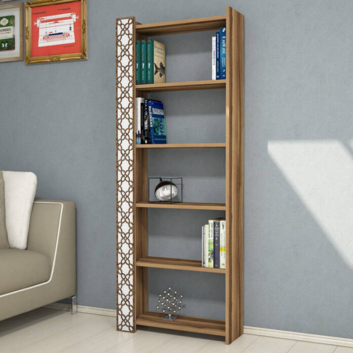 Biblioteca Model City V3, Nuc/Alb, 64.6x170x24.2 cm Biblioteca Model City V3, Nuc/Alb, 64.6x170x24.2 cm