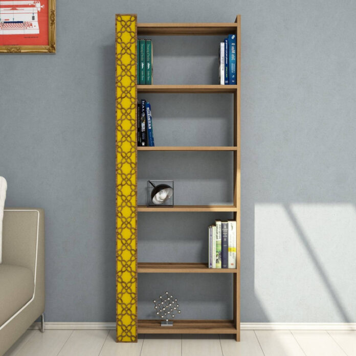 Biblioteca Model City V4, Nuc/Galben, 64.6x170x24.2 cm Biblioteca Model City V4, Nuc/Galben, 64.6x170x24.2 cm