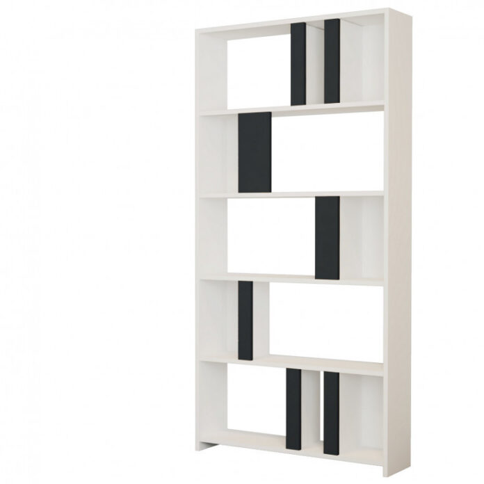 Biblioteca Model Lima, Alb/Antracit, 90x180x20 cm Biblioteca Model Lima, Alb/Antracit, 90x180x20 cm