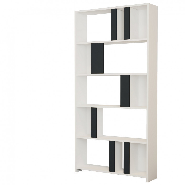 Biblioteca Model Lima, Alb/Antracit, 90x180x20 cm Biblioteca Model Lima, Alb/Antracit, 90x180x20 cm