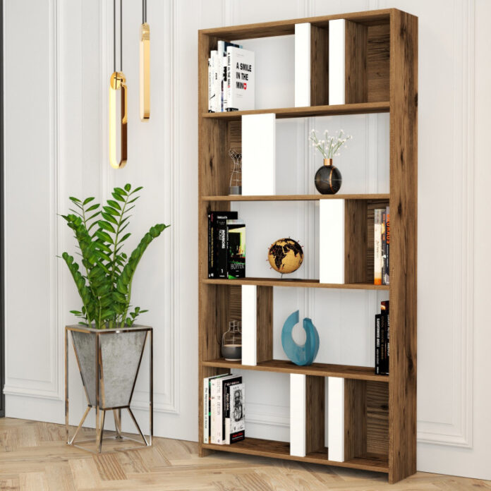 Biblioteca Model Lima V1, Nuc/Alb, 90x180x20 cm Biblioteca Model Lima V1, Nuc/Alb, 90x180x20 cm