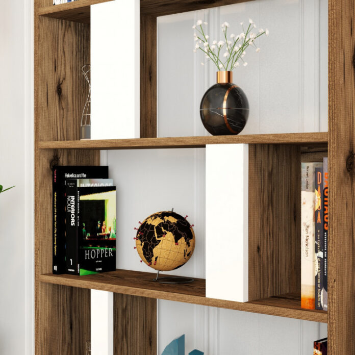 Biblioteca Model Lima V1, Nuc/Alb, 90x180x20 cm Biblioteca Model Lima V1, Nuc/Alb, 90x180x20 cm