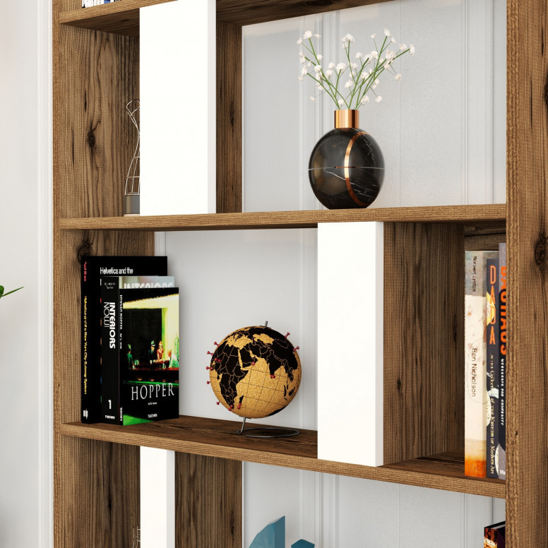 Biblioteca Model Lima V1, Nuc/Alb, 90x180x20 cm Biblioteca Model Lima V1, Nuc/Alb, 90x180x20 cm