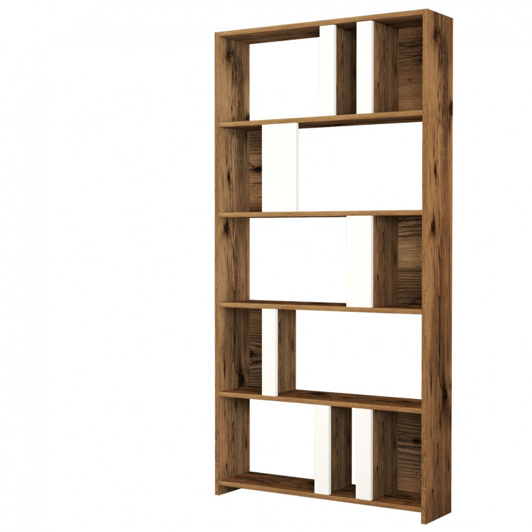Biblioteca Model Lima V1, Nuc/Alb, 90x180x20 cm Biblioteca Model Lima V1, Nuc/Alb, 90x180x20 cm