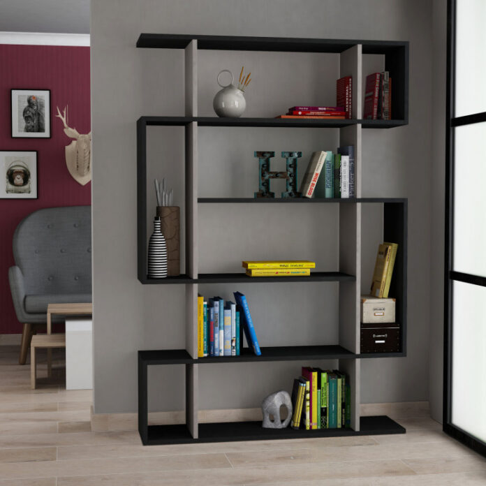 Biblioteca Model Mito, Antracit/Mocha deschis, 110x161x25.5 cm Biblioteca Model Mito, Antracit/Mocha deschis, 110x161x25.5 cm