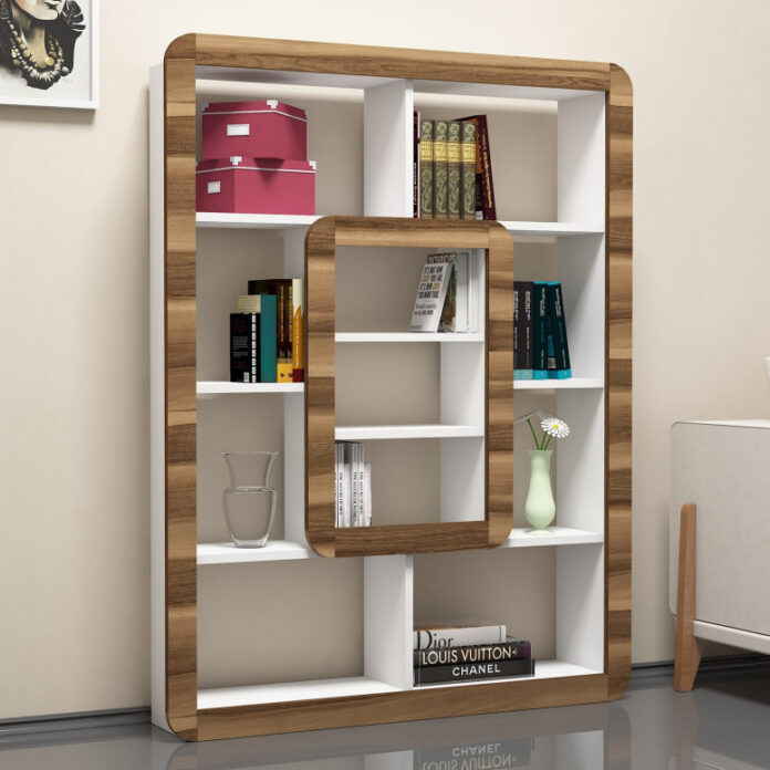 Biblioteca Model Orkide, Alb/Nuc, 108.4x140x21.8 cm Biblioteca Model Orkide, Alb/Nuc, 108.4x140x21.8 cm