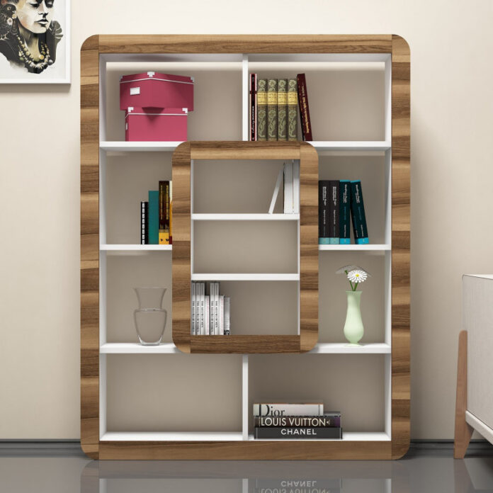Biblioteca Model Orkide, Alb/Nuc, 108.4x140x21.8 cm Biblioteca Model Orkide, Alb/Nuc, 108.4x140x21.8 cm