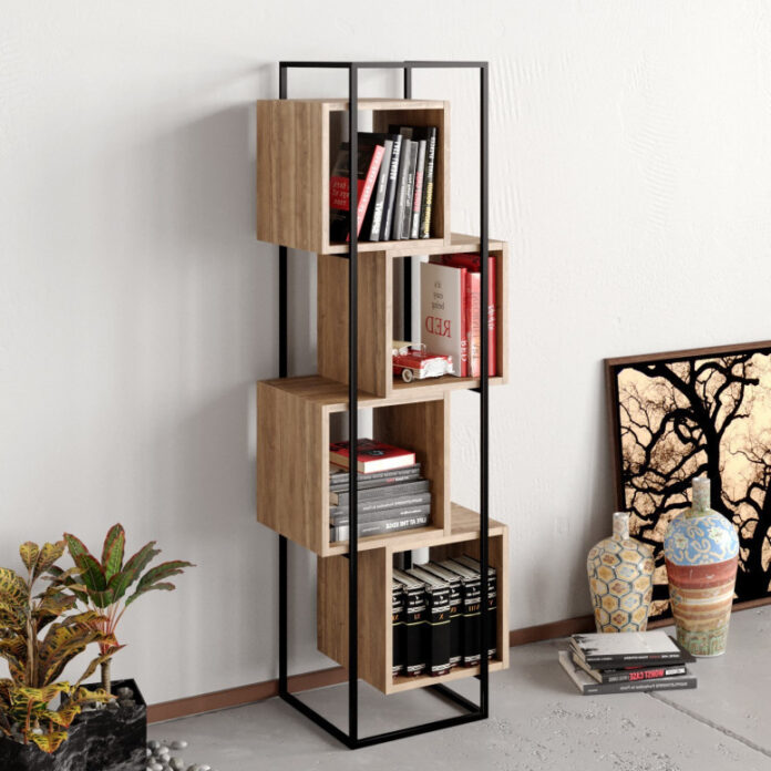 Biblioteca Model Prada, Nuc/Negru, 52x38x160 cm