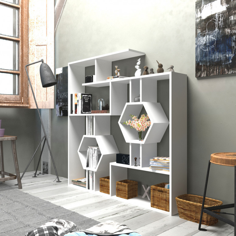 Biblioteca Model Tamara, Alb, 134x22x134 cm Biblioteca Model Tamara, Alb, 134x22x134 cm