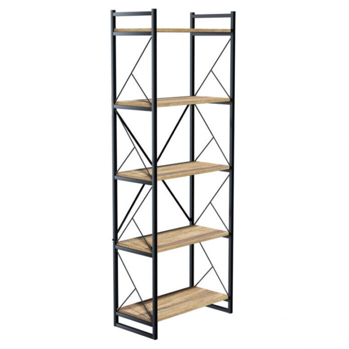 Biblioteca Pako World, Model Baker, 66x34x180 cm, Nuc/Negru