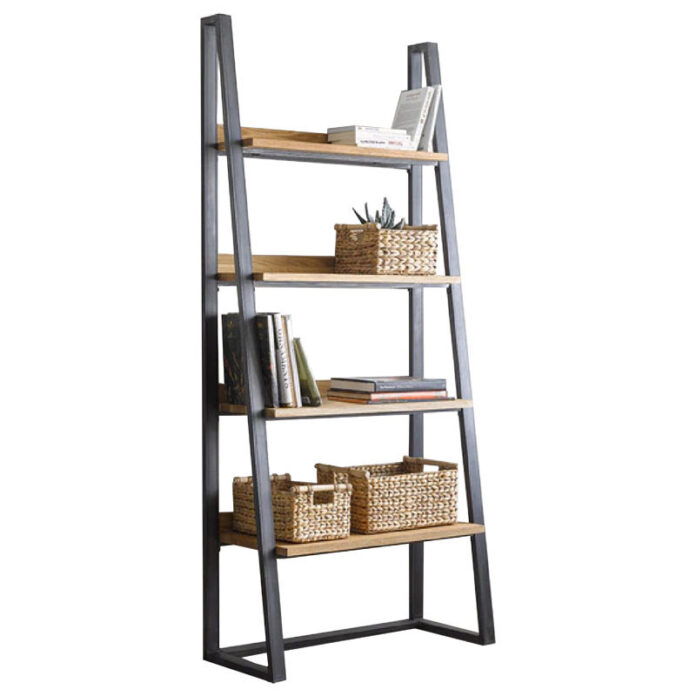 Biblioteca Pako World, Model Ryder, 75x36x185 cm, Negru/Nuc Biblioteca Pako World, Model Ryder, 75x36x185 cm, Negru/Nuc
