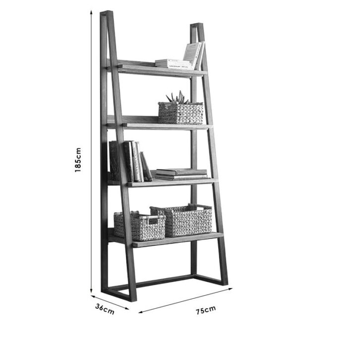 Biblioteca Pako World, Model Ryder, 75x36x185 cm, Negru/Nuc Biblioteca Pako World, Model Ryder, 75x36x185 cm, Negru/Nuc