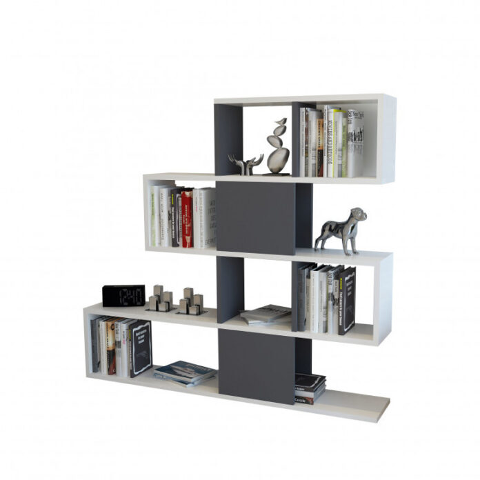 Biblioteca Salvador, Model Karlin, Alb/Antracit Biblioteca Salvador, Model Karlin, Alb/Antracit