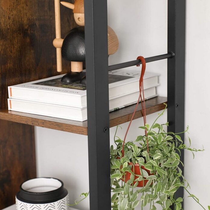 Biblioteca Vasagle, Model Armando, 74x30x154,5 cm, Maro Rustic/Negru Biblioteca Vasagle, Model Armando, 74x30x154,5 cm, Maro Rustic/Negru