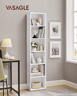 Biblioteca Vasagle, Model Monica, 40x24x178.5 cm, Transparent/Alb Biblioteca Vasagle, Model Monica, 40x24x178.5 cm, Transparent/Alb