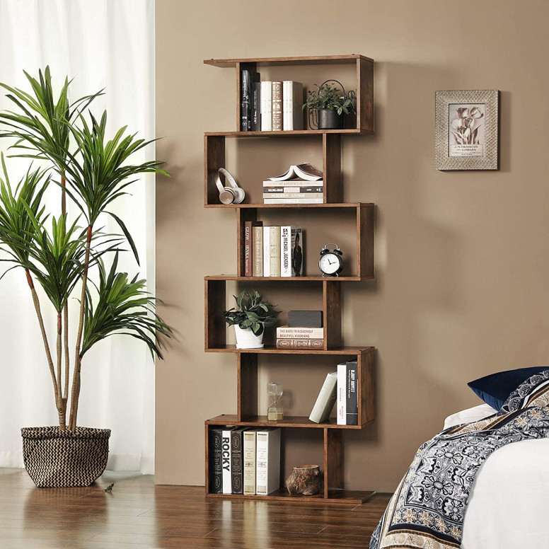 Biblioteca Vasagle, Model Reese, 70x24x190,5 cm, Maro Rustic Biblioteca Vasagle, Model Reese, 70x24x190,5 cm, Maro Rustic