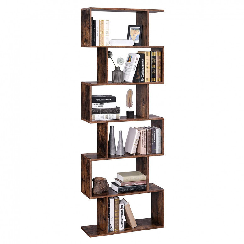 Biblioteca Vasagle, Model Reese, 70x24x190,5 cm, Maro Rustic Biblioteca Vasagle, Model Reese, 70x24x190,5 cm, Maro Rustic