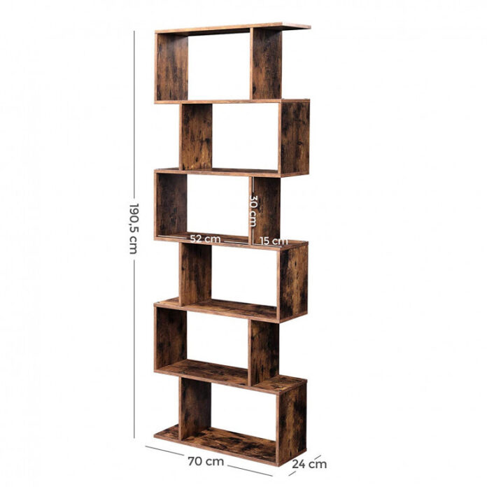 Biblioteca Vasagle, Model Reese, 70x24x190,5 cm, Maro Rustic Biblioteca Vasagle, Model Reese, 70x24x190,5 cm, Maro Rustic
