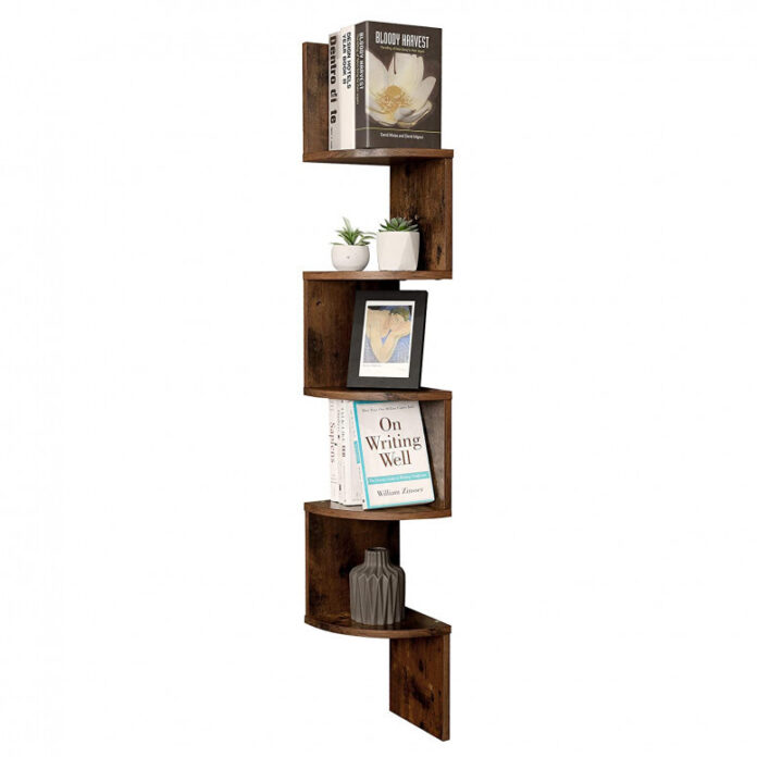 Biblioteca Vasagle, Model Shelby, 20x20x127,5 cm, Maro Rustic Biblioteca Vasagle, Model Shelby, 20x20x127,5 cm, Maro Rustic