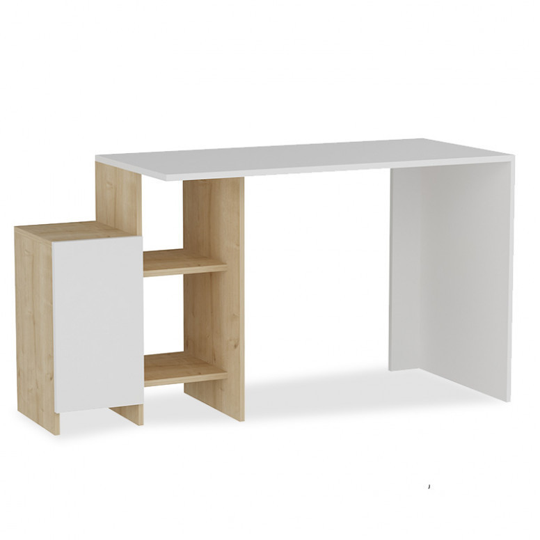 Birou cu Biblioteca Pako World, model Kely, 113x74x55 cm, Alb/Stejar Birou cu Biblioteca Pako World, model Kely, 113x74x55 cm, Alb/Stejar