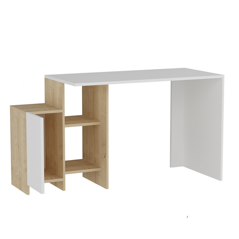 Birou cu Biblioteca Pako World, model Kely, 113x74x55 cm, Alb/Stejar Birou cu Biblioteca Pako World, model Kely, 113x74x55 cm, Alb/Stejar