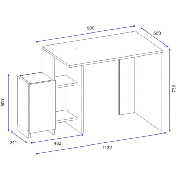 Birou cu Biblioteca Pako World, model Kely, 113x74x55 cm, Alb/Stejar Birou cu Biblioteca Pako World, model Kely, 113x74x55 cm, Alb/Stejar