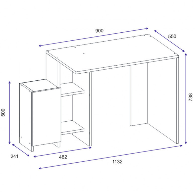 Birou cu Biblioteca Pako World, model Kely, 113x74x55 cm, Alb/Stejar Birou cu Biblioteca Pako World, model Kely, 113x74x55 cm, Alb/Stejar
