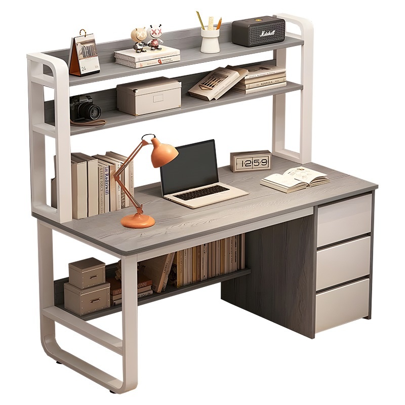 Birou cu Biblioteca Pako World, model Soco, 120x144x50 cm, Gri/Alb Birou cu Biblioteca Pako World, model Soco, 120x144x50 cm, Gri/Alb