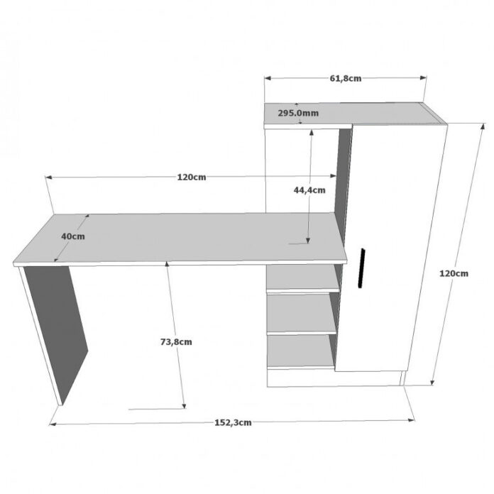 Birou cu Biblioteca Salvador, model CT2, 152.3x120x40 cm, Pin atlantic/Negru Birou cu Biblioteca Salvador, model CT2, 152.3x120x40 cm, Pin atlantic/Negru