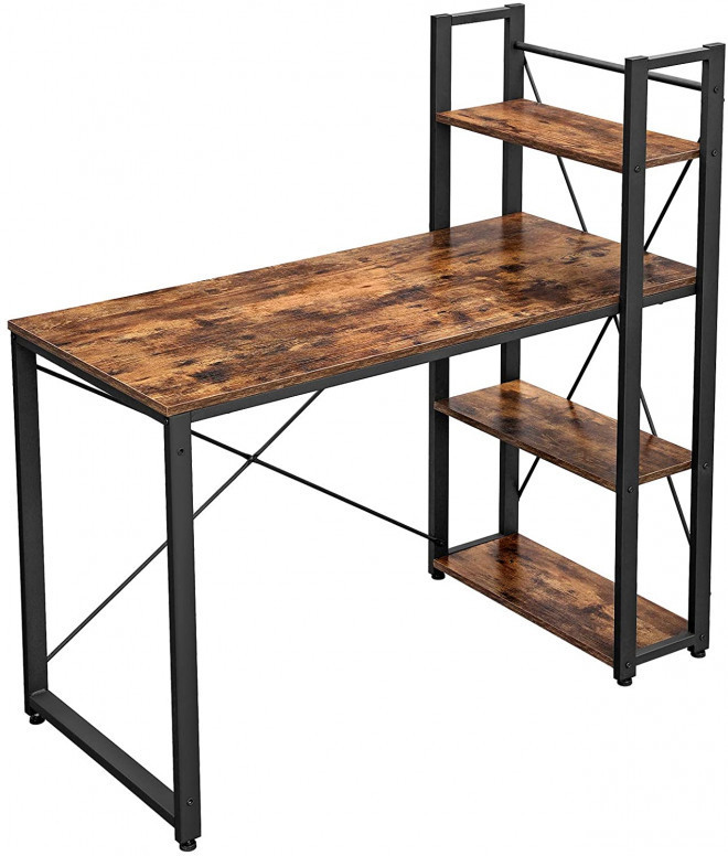 Birou cu Biblioteca Vasagle, model Rebecca, 120x60x119.3 cm, Maro Rustic/Negru Birou cu Biblioteca Vasagle, model Rebecca, 120x60x119.3 cm, Maro Rustic/Negru