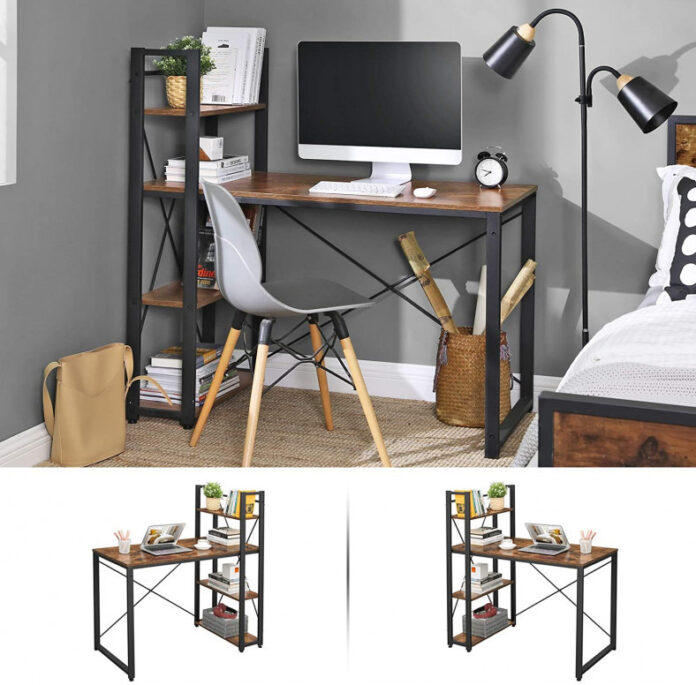 Birou cu Biblioteca Vasagle, model Rebecca, 120x60x119.3 cm, Maro Rustic/Negru Birou cu Biblioteca Vasagle, model Rebecca, 120x60x119.3 cm, Maro Rustic/Negru
