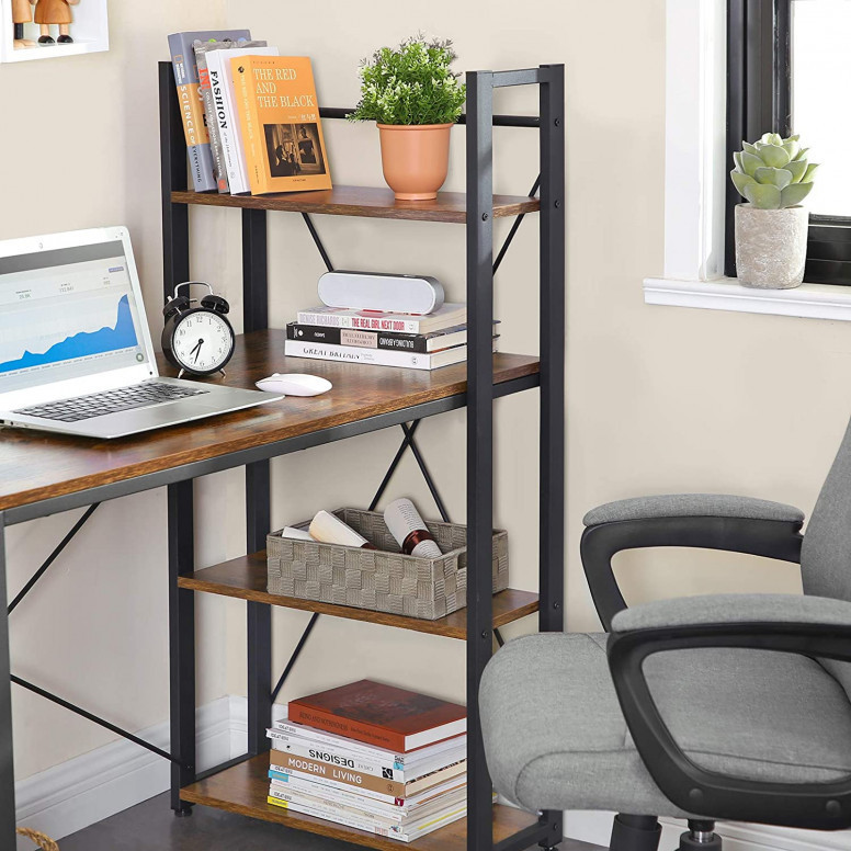 Birou cu Biblioteca Vasagle, model Rebecca, 120x60x119.3 cm, Maro Rustic/Negru Birou cu Biblioteca Vasagle, model Rebecca, 120x60x119.3 cm, Maro Rustic/Negru