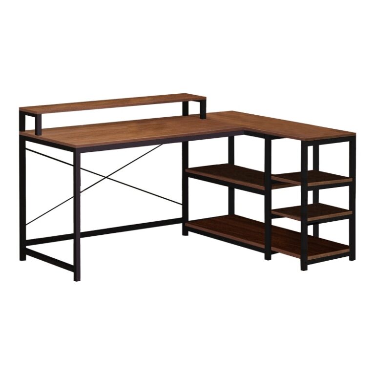 Birou de colt reversibil Model Tebul, Nuc, 130x60x88 cm