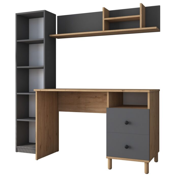 Birou de studiu Model HA115-2643, Gri/Stejar Birou de studiu Model HA115-2643, Gri/Stejar